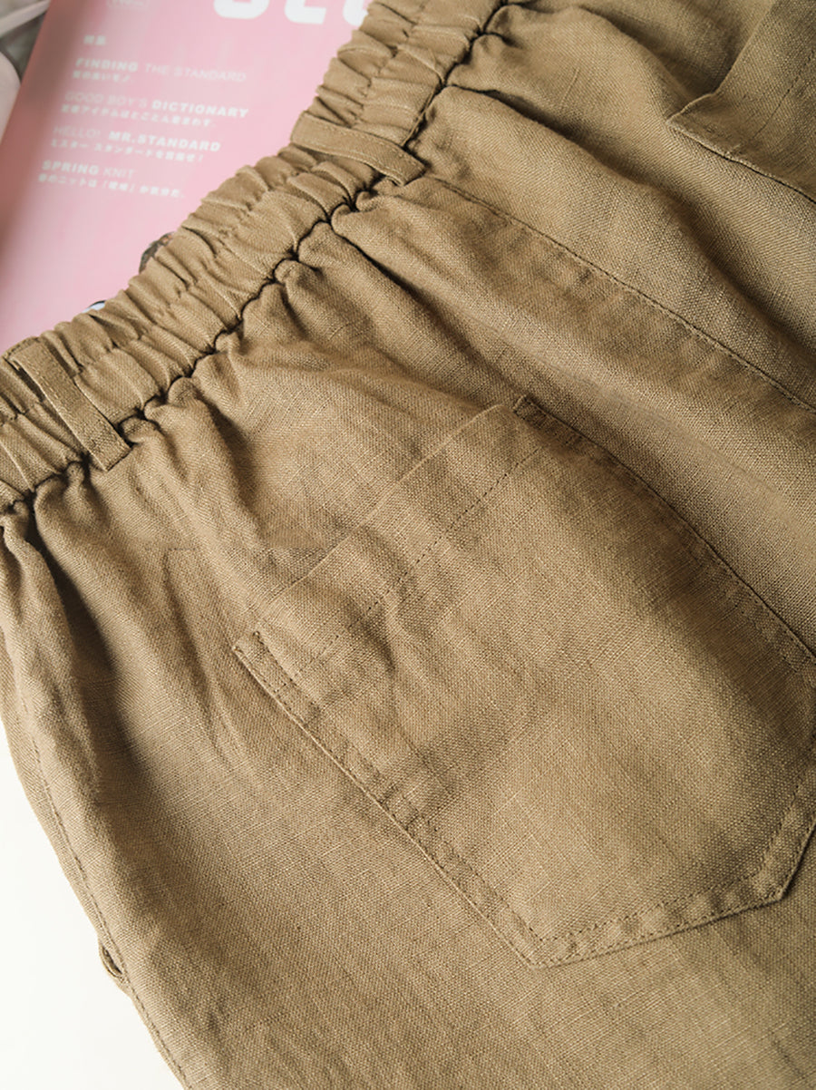 Pantalon décontracté pour femme, couleur 100 % lin pur, cinquième été