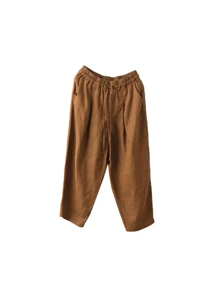 Pantalon sarouel d'été 100 % lin pour femme