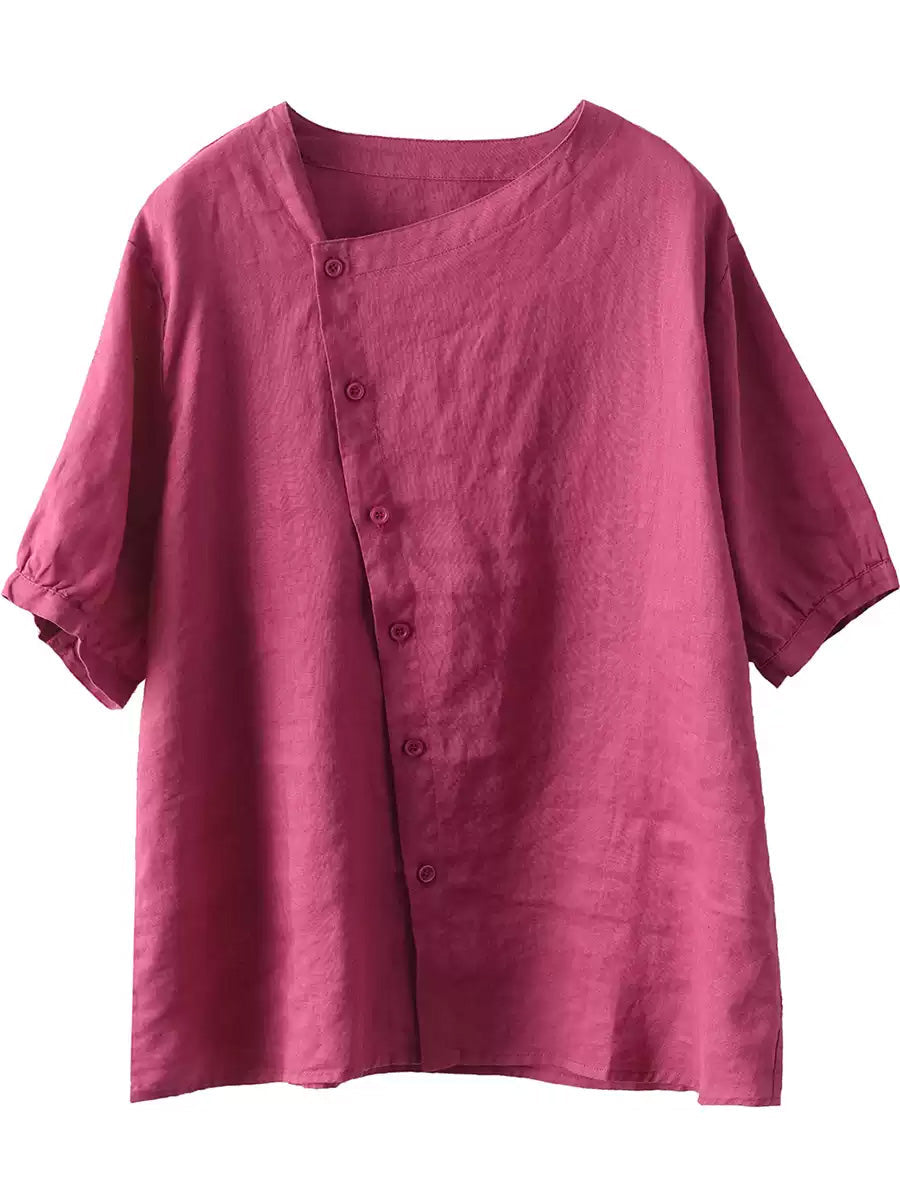 Chemise d'été fine et décontractée à col rond pour femme
