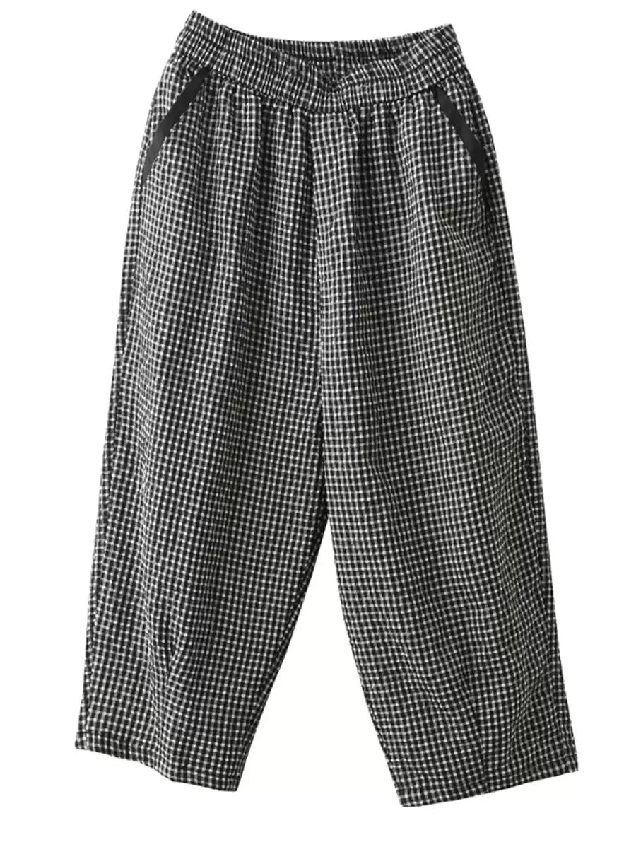 Pantalon sarouel treillis coton été décontracté femme
