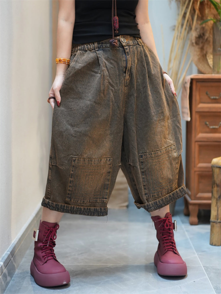 Pantalon en jean pour femme, coupe large et usée