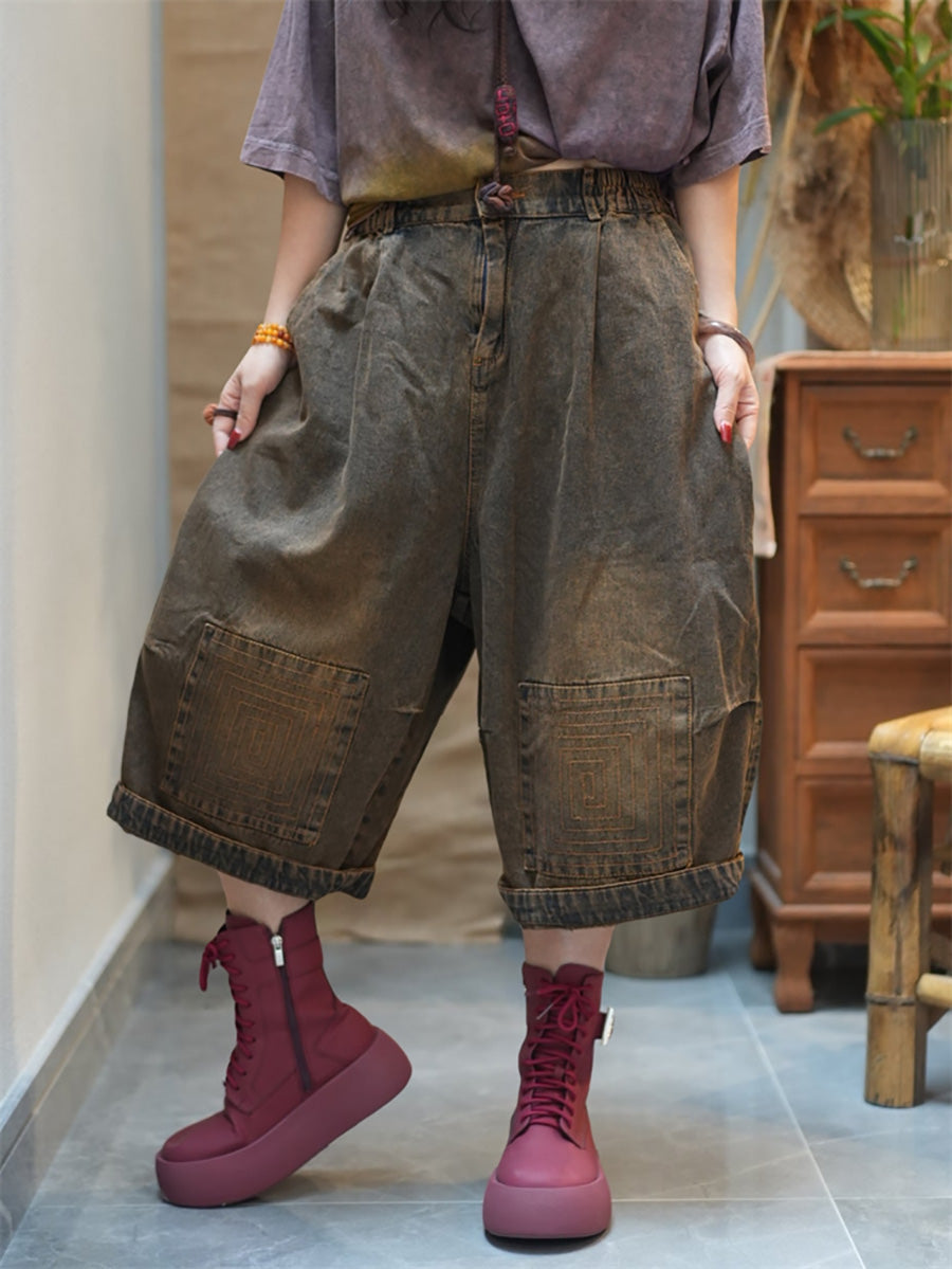 Pantalon en jean pour femme, coupe large et usée