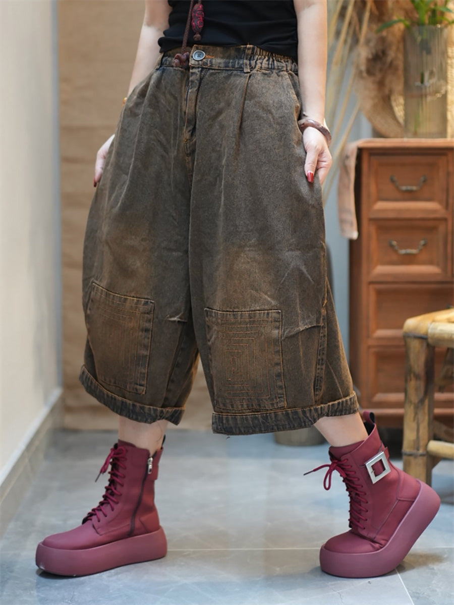 Pantalon en jean pour femme, coupe large et usée