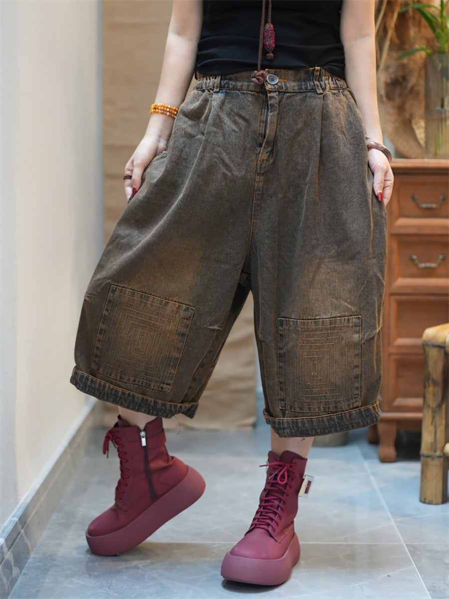 Pantalon en jean pour femme, coupe large et usée