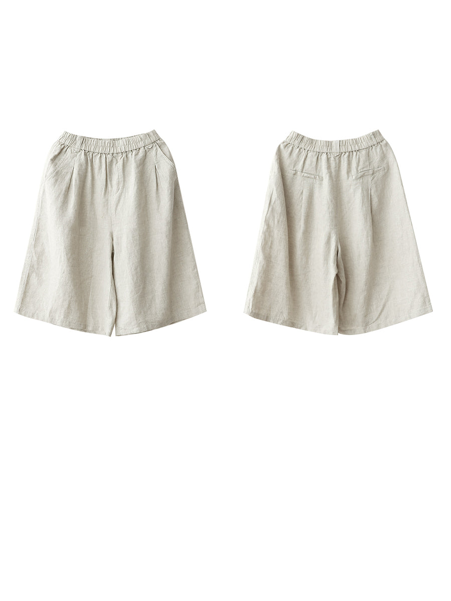 Pantalon d'été pur femme 100 % lin décontracté couleur cinquième