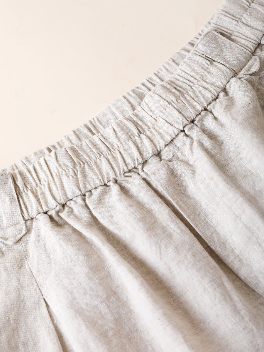 Pantalon d'été pur femme 100 % lin décontracté couleur cinquième