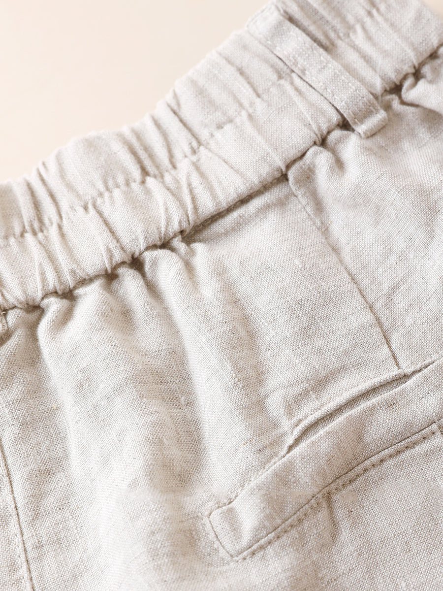 Pantalon d'été pur femme 100 % lin décontracté couleur cinquième