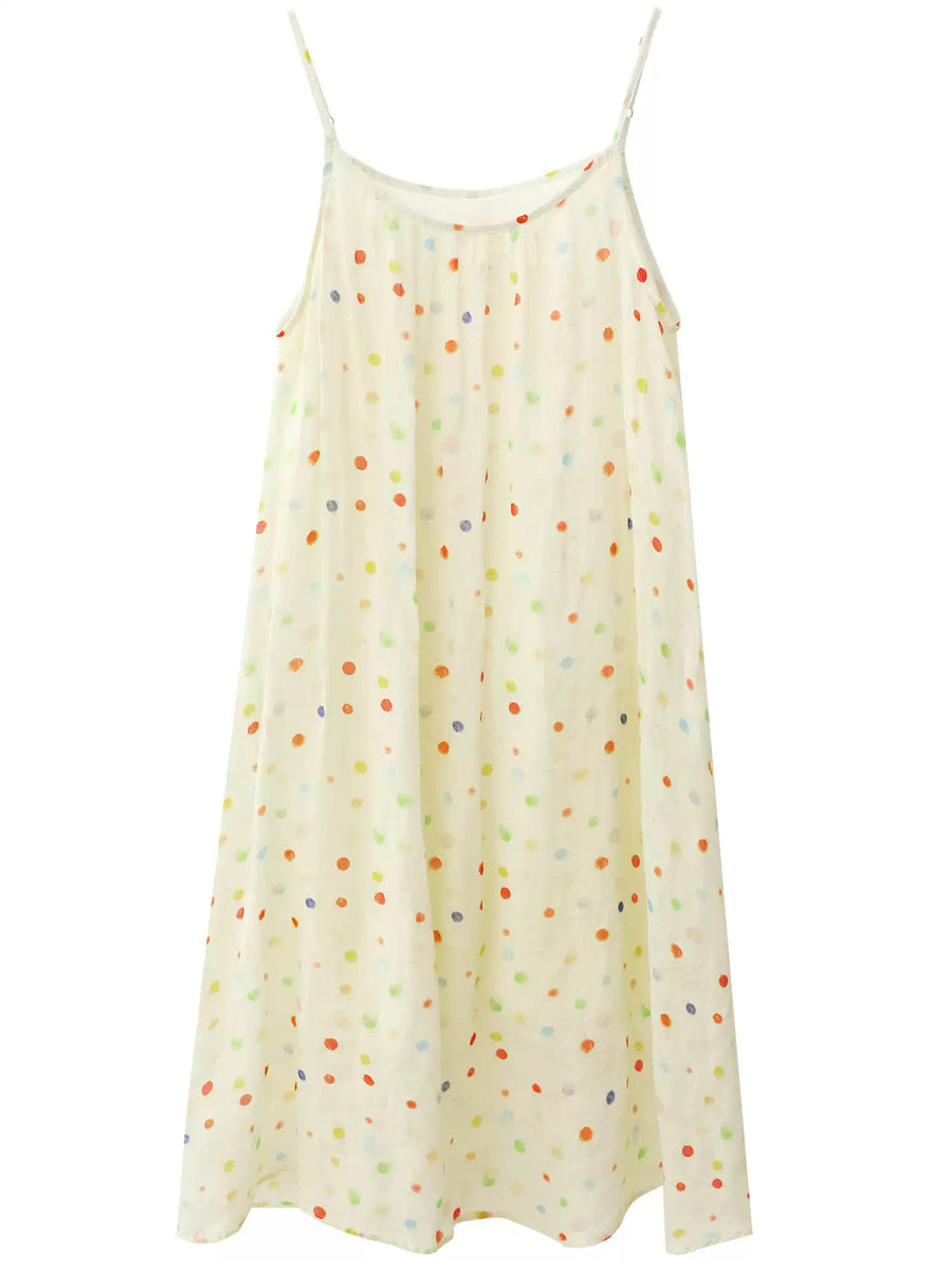 Frauen Weste O-Ausschnitt Artsy Sommerkleid 100% Ramie Blume