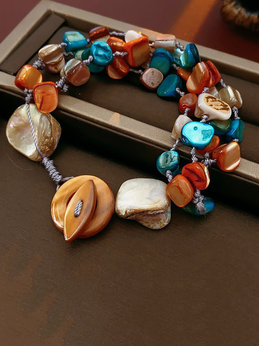 Stein Bunte Shell Halskette Böhmen Multilayer
