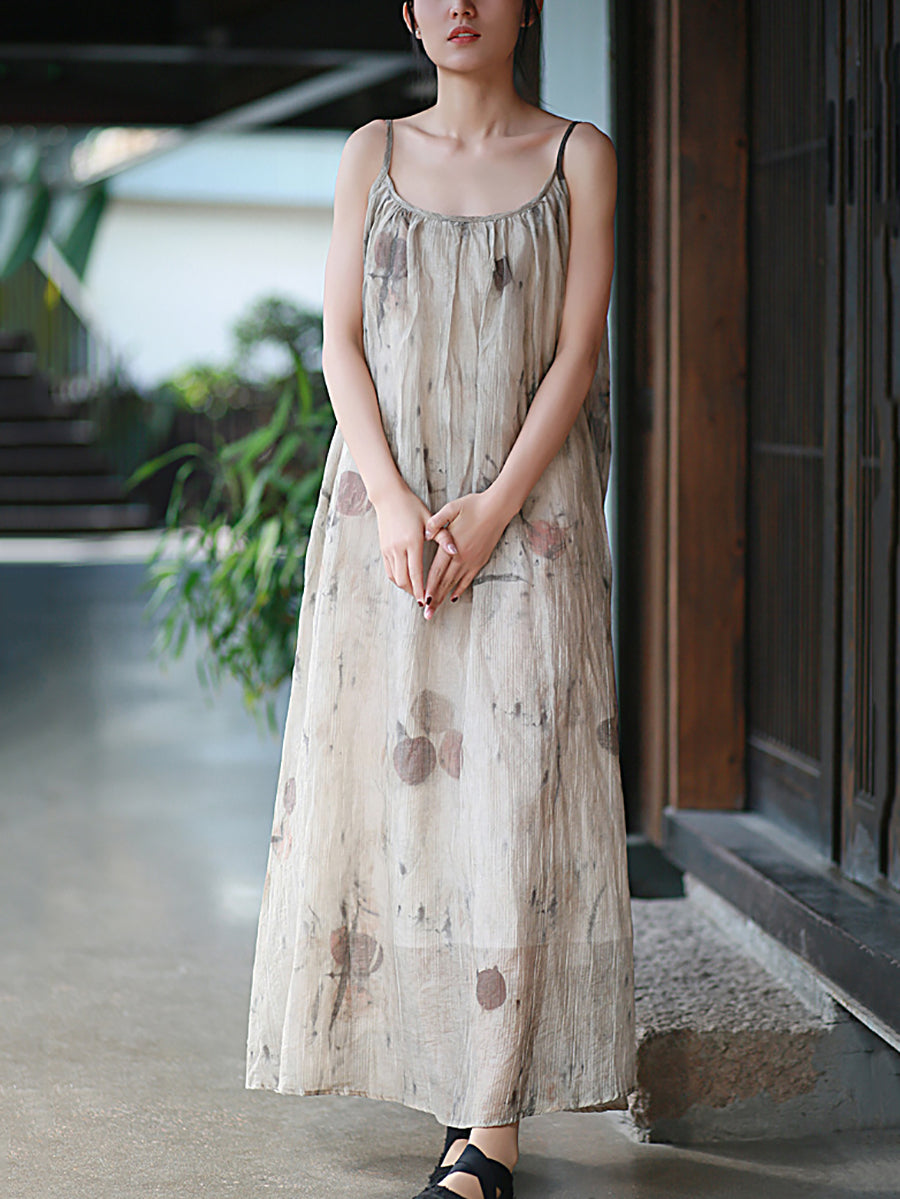 Weste Sommer O-Ausschnitt Frauen Artsy Kleid Färben