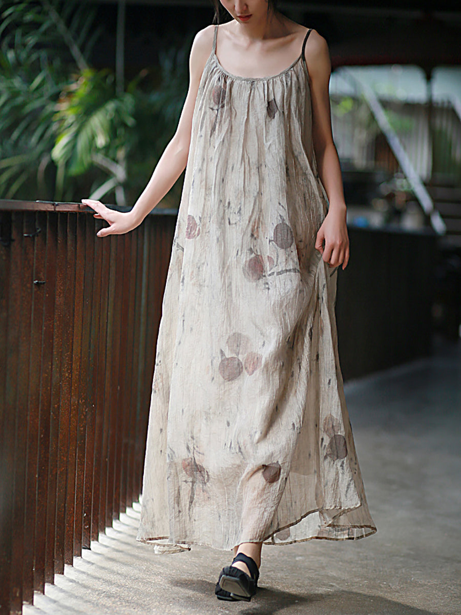 Weste Sommer O-Ausschnitt Frauen Artsy Kleid Färben