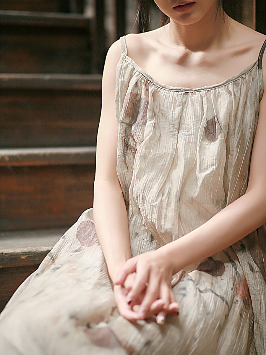Weste Sommer O-Ausschnitt Frauen Artsy Kleid Färben