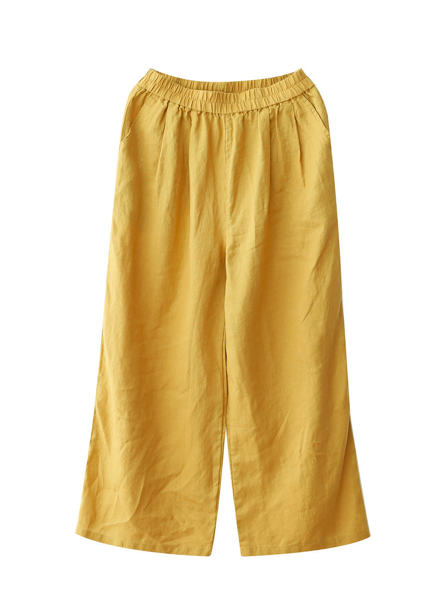 Hose Pure Straight Damen 100% Leinen Sommerfarbe