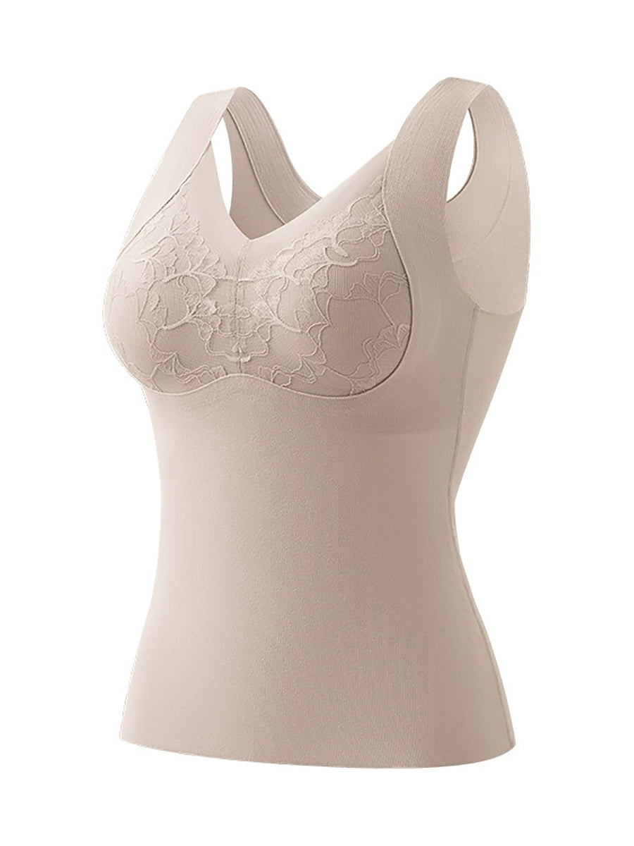 Lace Bottom Women Artsy Vest Autumn V-Neck Spliced