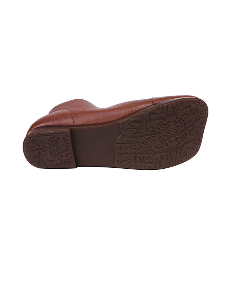 Spliced Shoes Leather Women Soft Autumn
