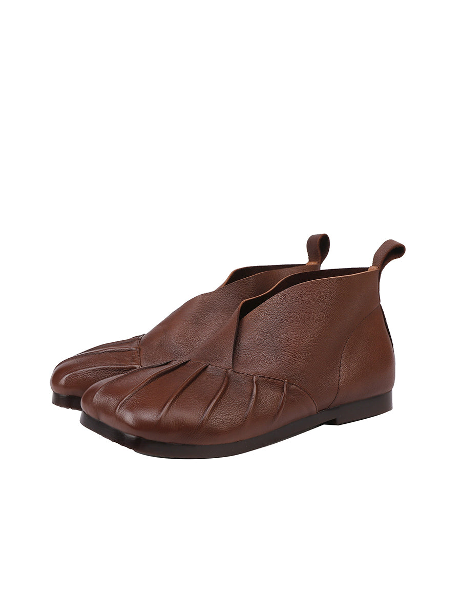 Spliced Shoes Leather Women Soft Autumn