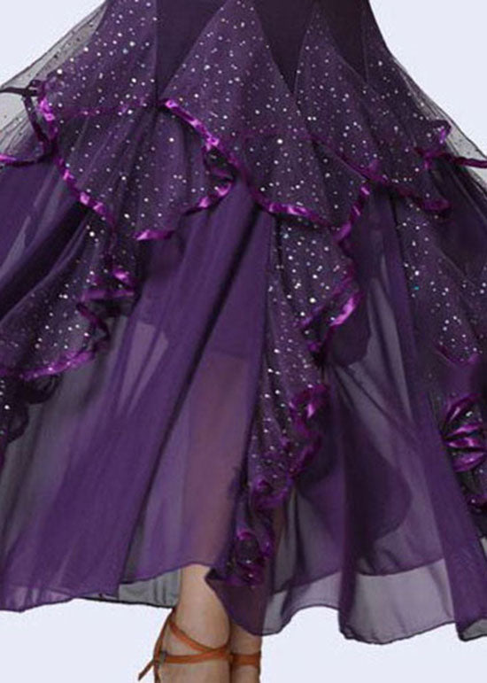 Jupes en coton à paillettes et tulle froissé violet tendance pour l'été AZ1001