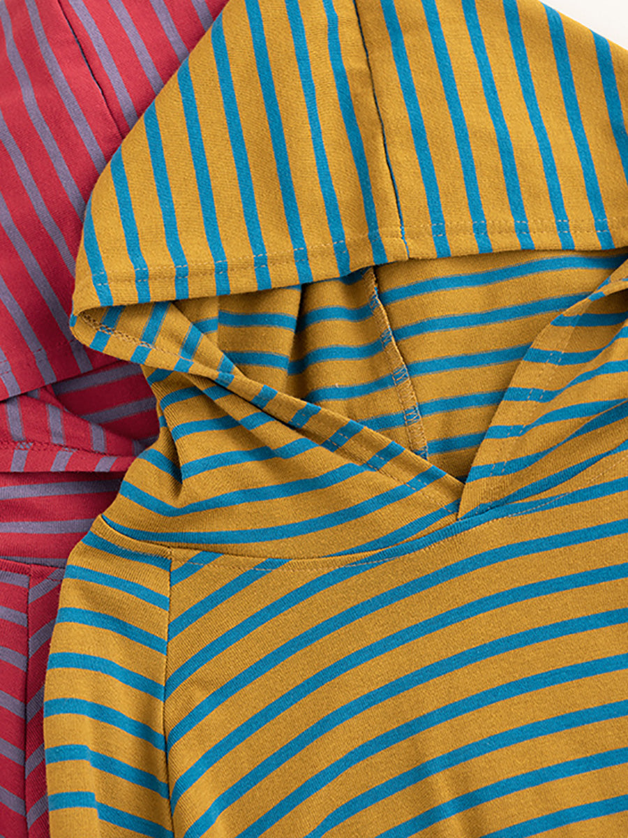 Sweat-shirt à capuche décontracté à rayures et blocs de couleurs pour femmes AI1025