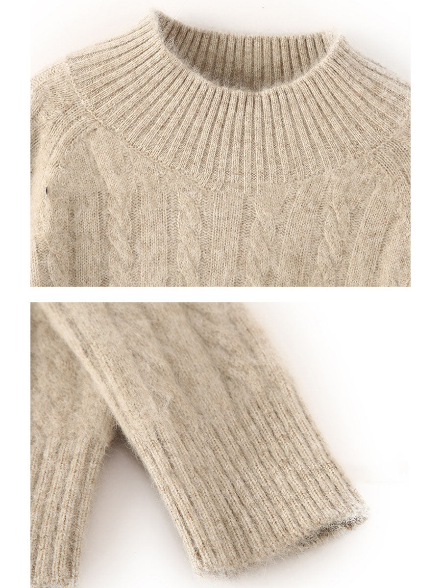 Damen Herbst Vintage Halbrollkragen 100% Wolle Trist Pullover BA1065