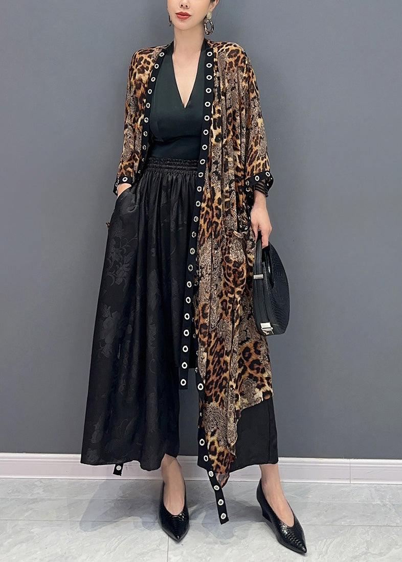 Cardigan léopard d'été 2024 à manches longues et design asymétrique AO1062