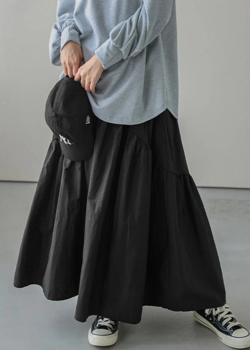 Jupe verte élastique de l'armée, taille élastique, coton, ample et froissée