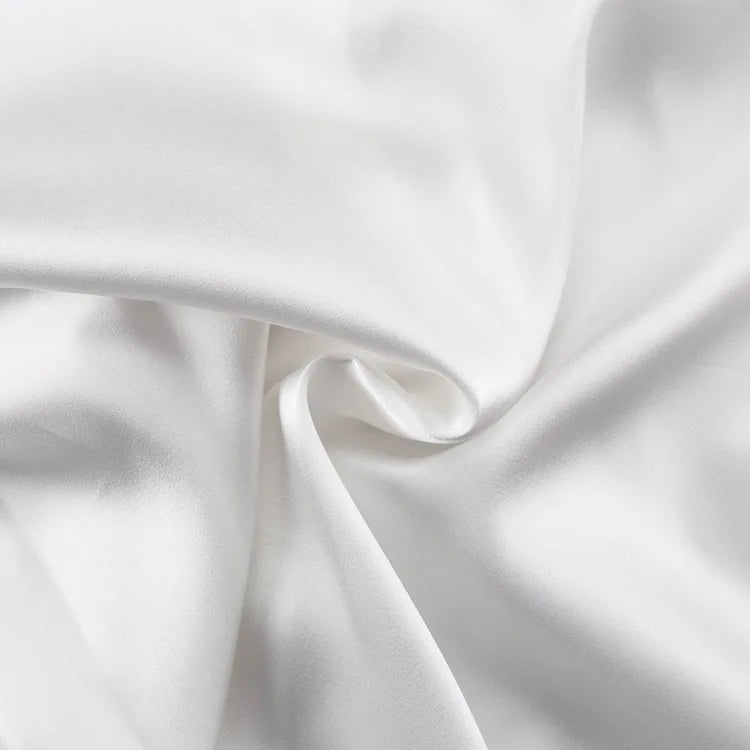 Satin Off Tie Top Ärmel Party Lange Schulter Revers Weiß mit