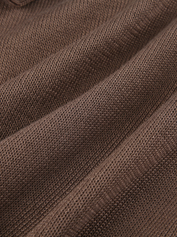Pull vintage marron à col rond et manches longues en cloche avec lacets croisés dans le dos AN1039