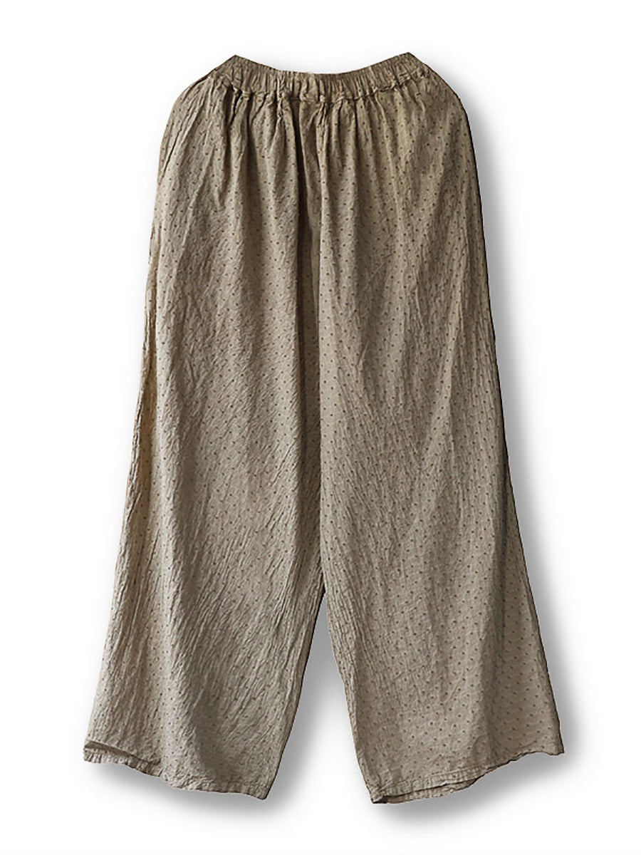 Pantalon droit en coton à pois vintage pour femme SC1019