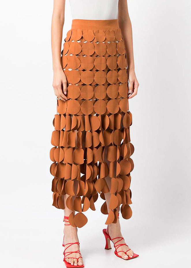 Up Out Skirts Original Hollow Design Orange Zip Summer