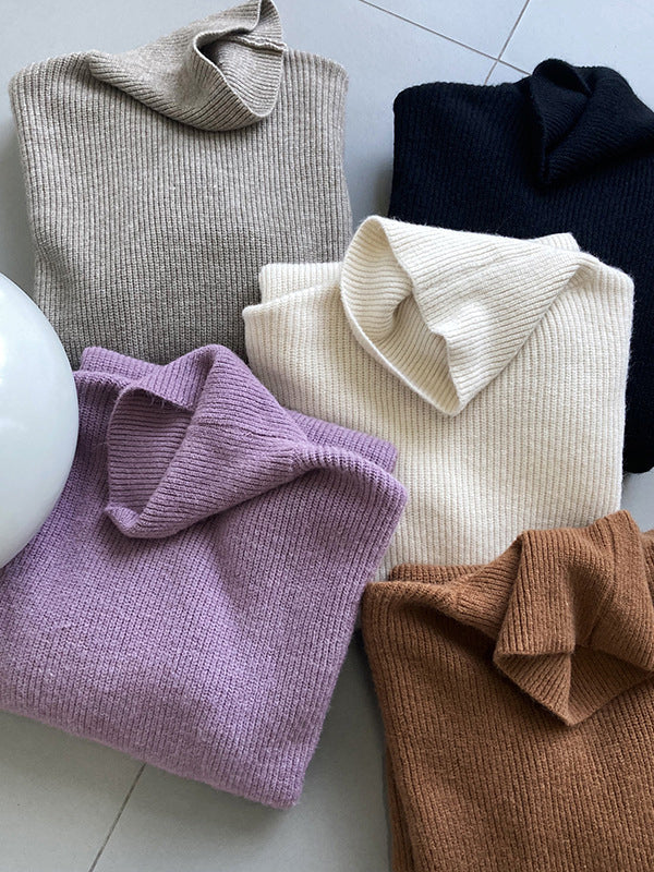 Robe pull ample à manches longues bouffantes et col montant violet Urban AN1052