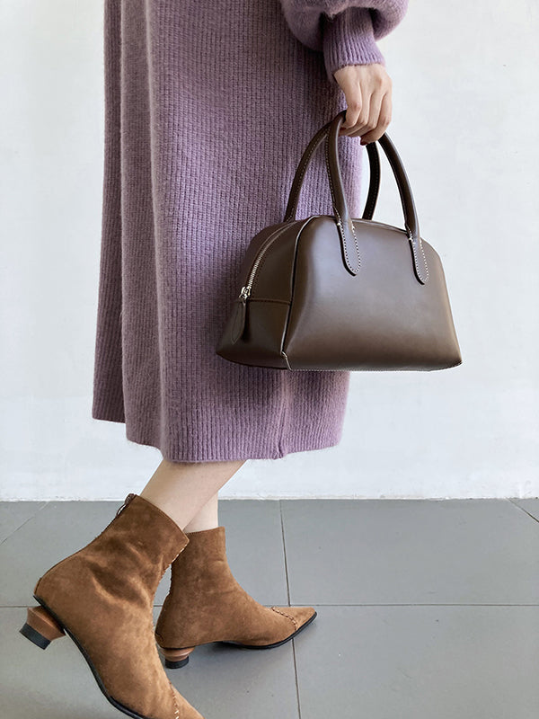 Robe pull ample à manches longues bouffantes et col montant violet Urban AN1052