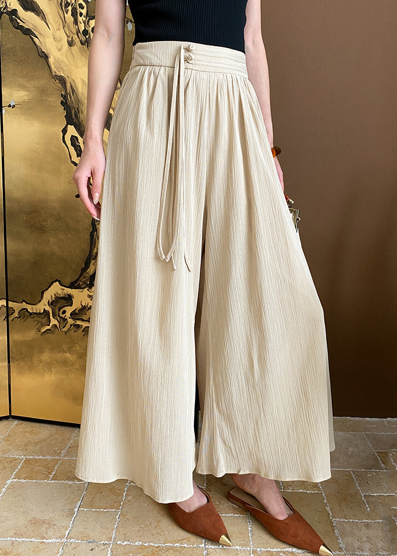 Nouveau pantalon court taille haute en coton kaki à pompons pour l'été AF1041
