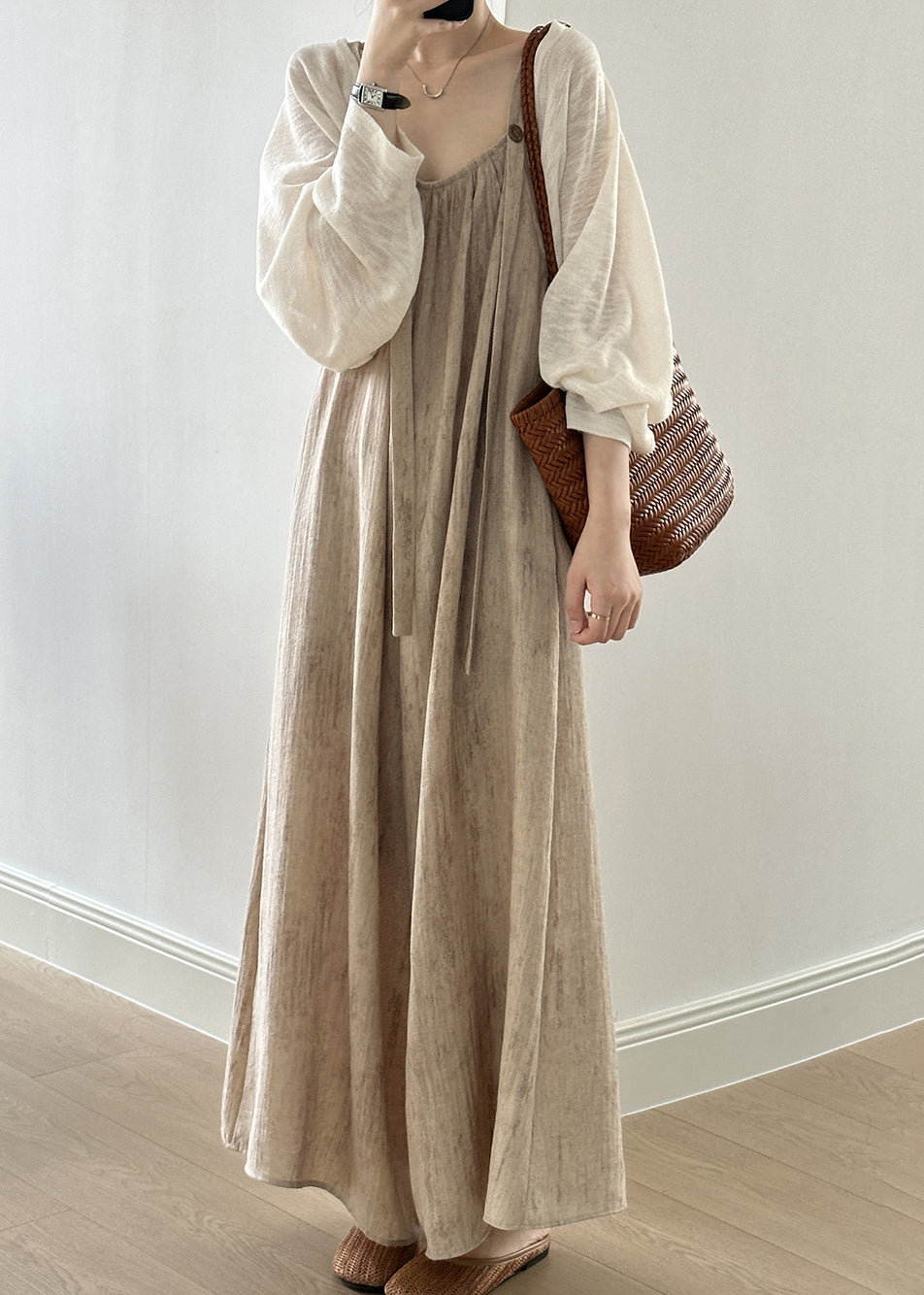 Ärmelloser Jumpsuit mit Knöpfen aus Leinen für Damen mit Taschen