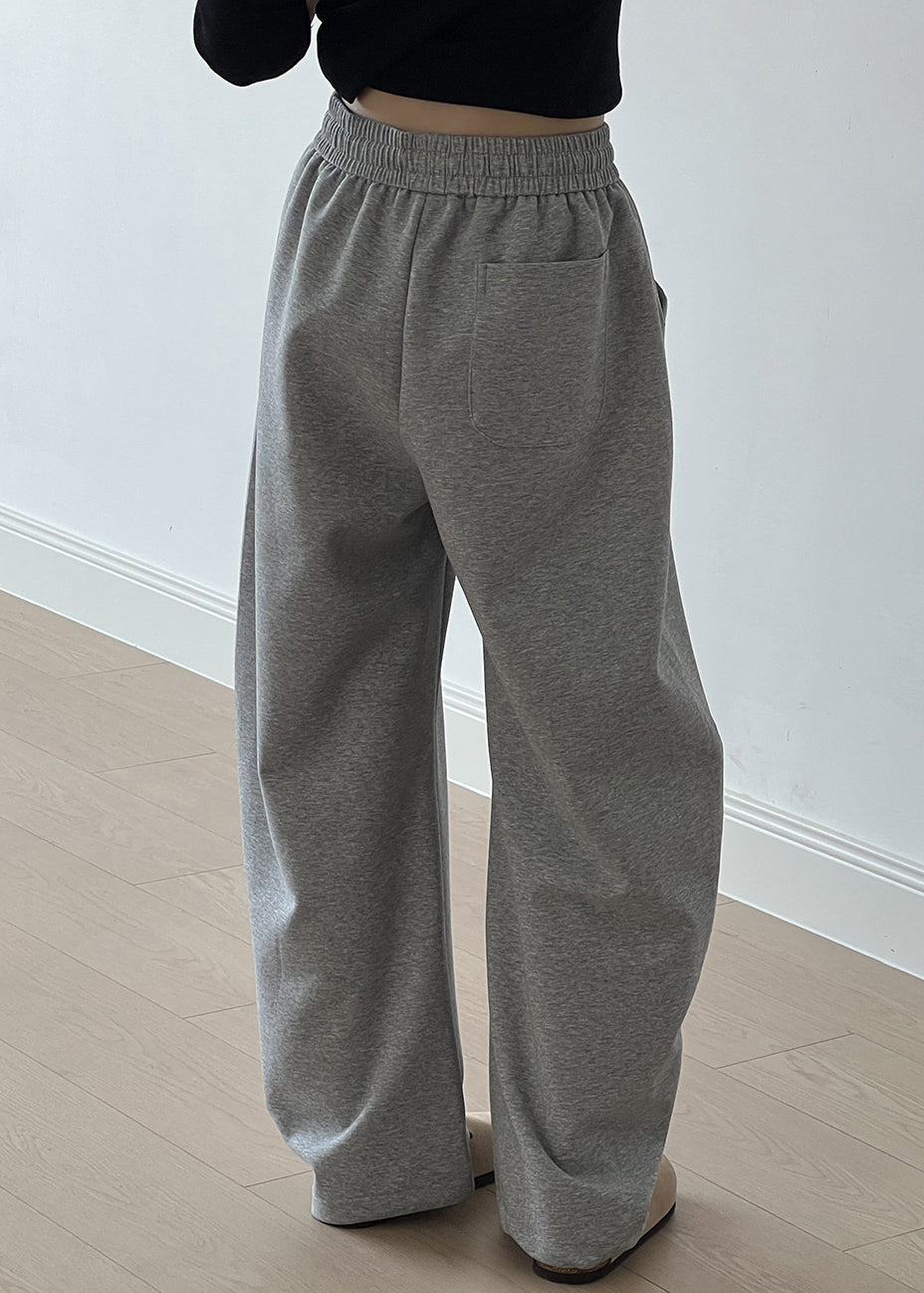 Pantalon décontracté en coton gris avec poches et cordon de serrage et taille élastique pour l'automne AF1072