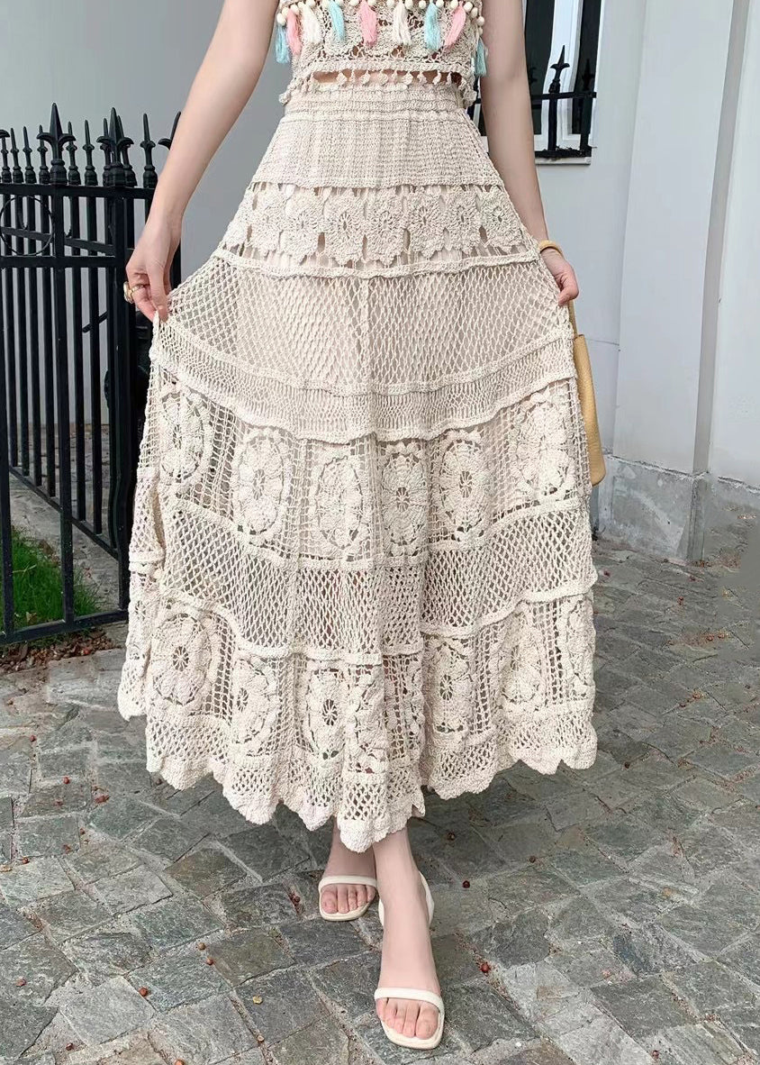 Hohl Lose Röcke Taille Aus Apricot Sommer Elastische