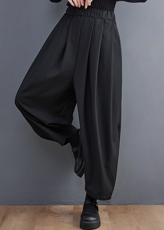 Pantalon gris décontracté en coton élastique avec poches et taille courte