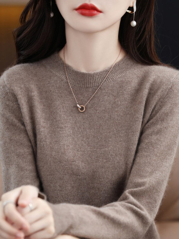 Lässiger blauer Rundhals-Langarmpullover AN1059