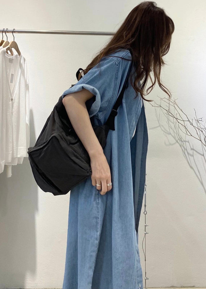 Boho Blue Holiday Denim Dress Oversized Summer