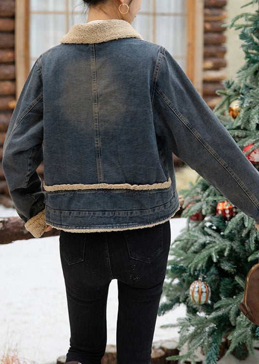 Französisch Beige Button Patchwork Warme Fleece Mäntel Winter RY022