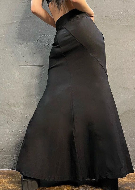 Jupe taille haute en coton à imprimé patchwork oriental noir été AZ1042