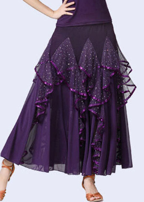 Jupes en coton à paillettes et tulle froissé violet tendance pour l'été AZ1001