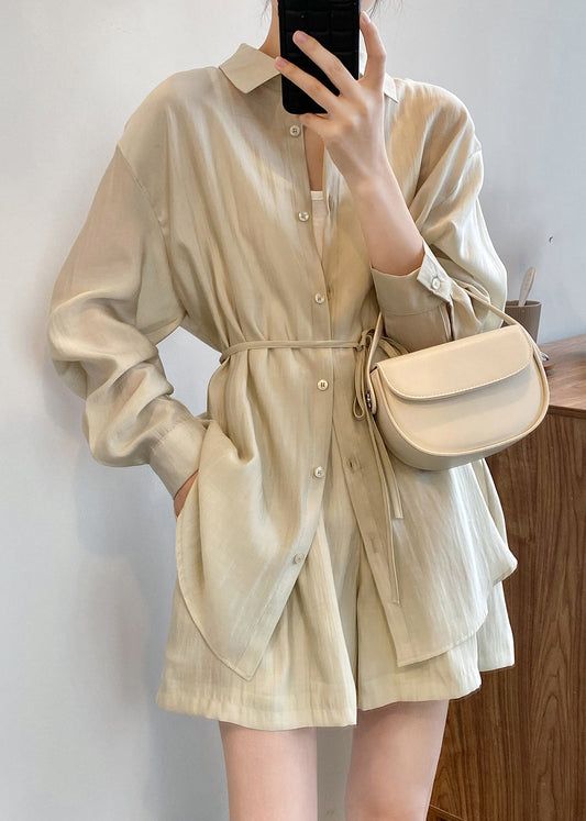 Ensemble deux pièces en dentelle légère et soie pour femme, vert uni, printemps