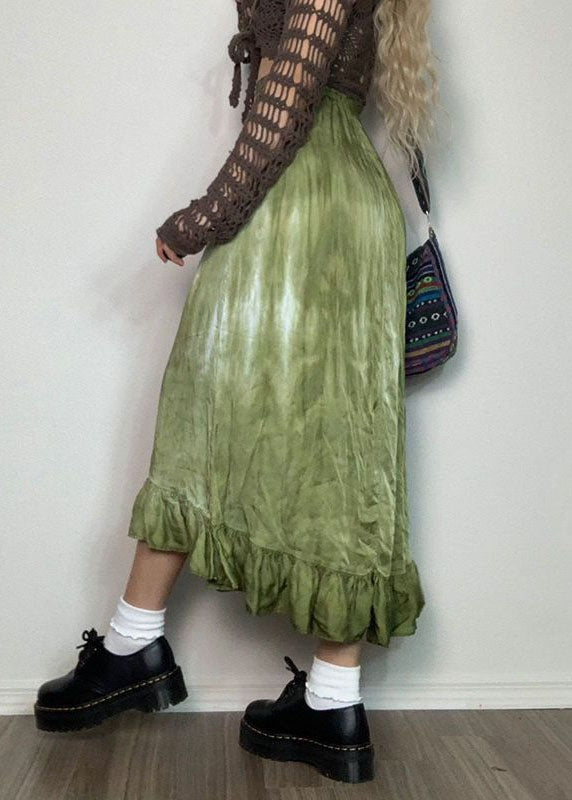 Belle jupe en coton à imprimé patchwork froissé vert printemps AZ1025