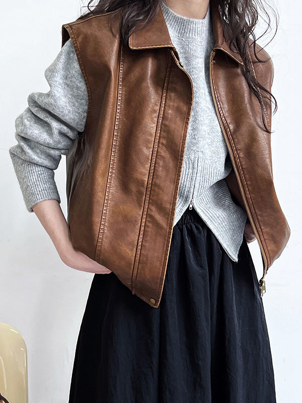 Pull à manches longues avec col montant et ourlet fendu et fermeture éclair Urban Coffee QX004