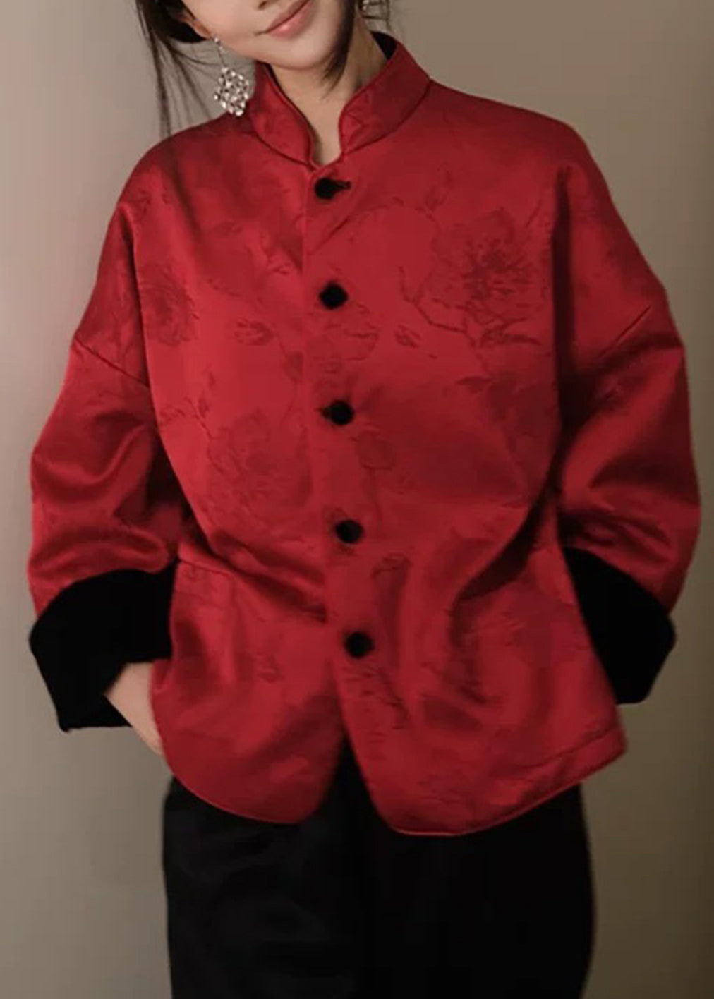 Manteau d'hiver en velours de soie et coton fin, style chinois, deux faces, RV024