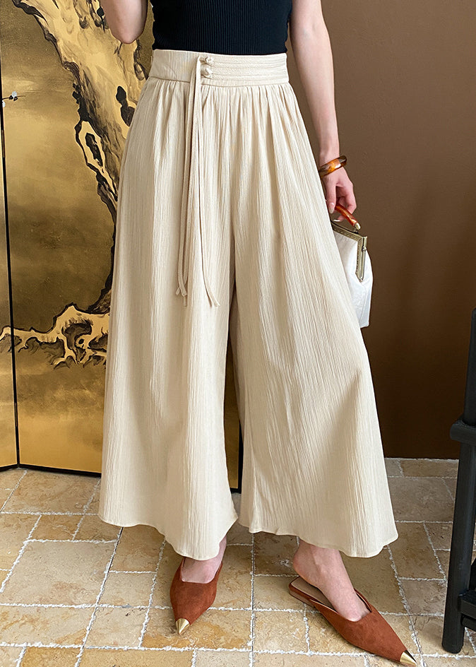 Nouveau pantalon court taille haute en coton kaki à pompons pour l'été AF1041