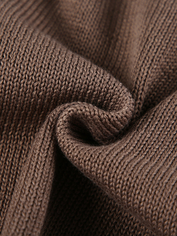 Pull vintage marron à col rond et manches longues en cloche avec lacets croisés dans le dos AN1039