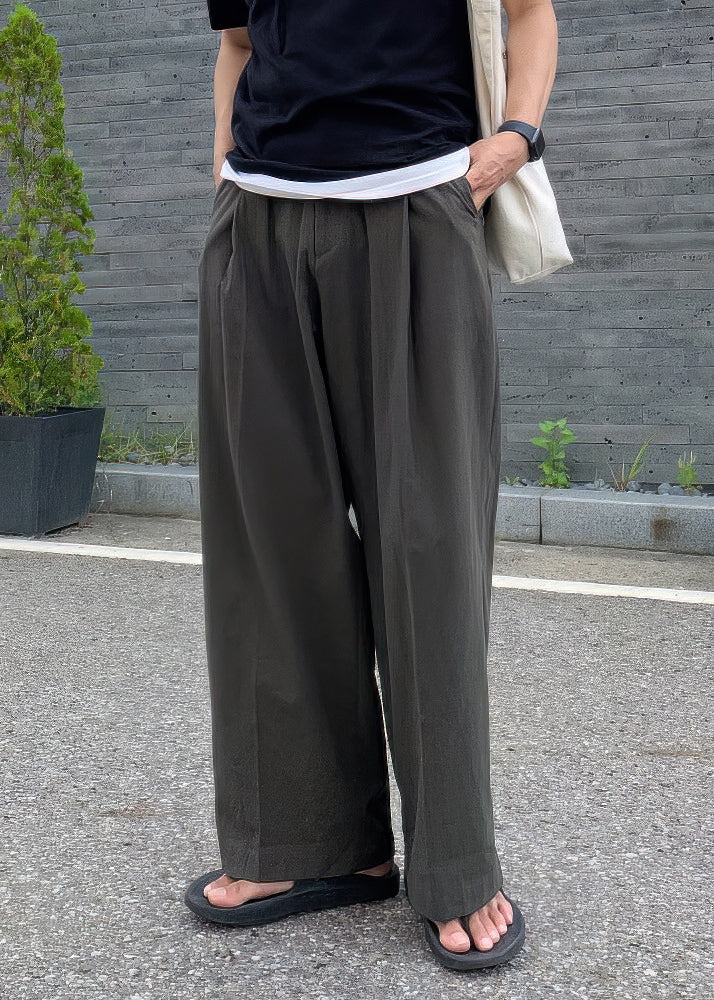 Pantalon homme lin art été uni poches abricot