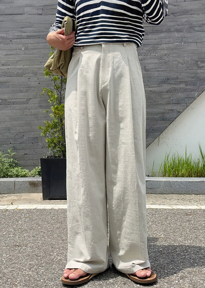 Pantalon homme lin art été uni poches abricot