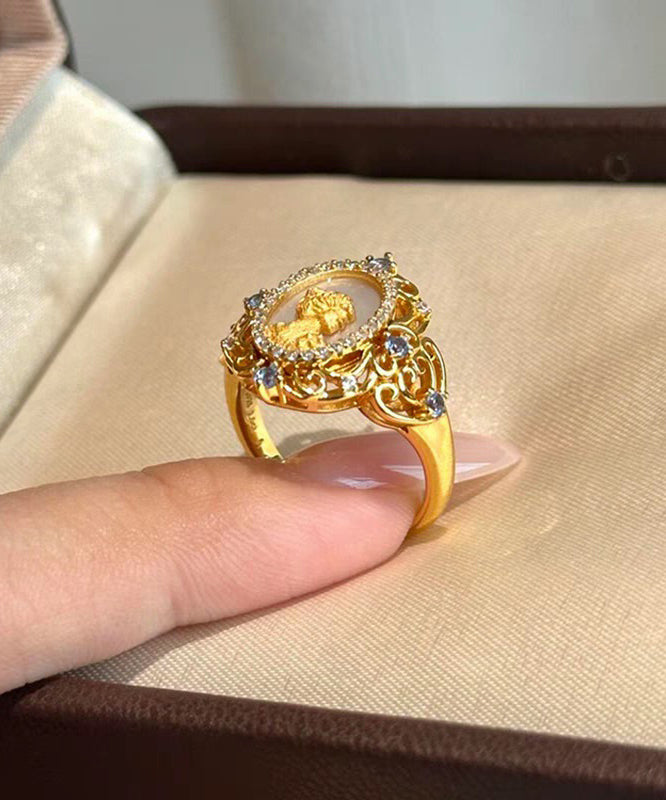 Art Sterling Zircon Gold Silver Rings Overgild